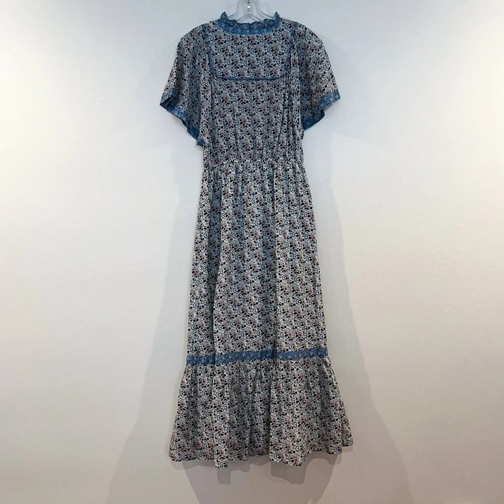 Othilia Anthro Floral Ruffle Sleeve Floral Cottagecore Bohemian Maxi Dress S - Picture 12 of 12